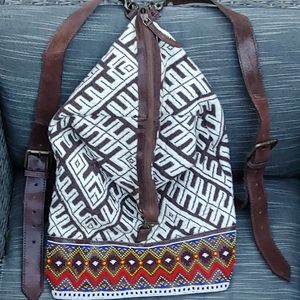 TEN79LA Morocco Suede Beaded Backpack